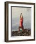 Woman Practicing Yoga on the Riverside, Bainbridge Island, Washington State, USA-null-Framed Premium Photographic Print