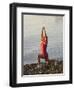 Woman Practicing Yoga on the Riverside, Bainbridge Island, Washington State, USA-null-Framed Premium Photographic Print