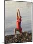 Woman Practicing Yoga on the Riverside, Bainbridge Island, Washington State, USA-null-Mounted Premium Photographic Print