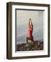 Woman Practicing Yoga on the Riverside, Bainbridge Island, Washington State, USA-null-Framed Photographic Print