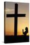 Woman Praying at Sunset, Cher, France, Europe-Godong-Stretched Canvas