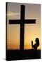 Woman Praying at Sunset, Cher, France, Europe-Godong-Stretched Canvas
