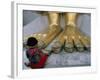 Woman Praying at the Feet of the Buddha in the Temple of the Standing Buddha-Bruno Barbier-Framed Photographic Print