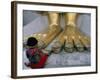 Woman Praying at the Feet of the Buddha in the Temple of the Standing Buddha-Bruno Barbier-Framed Photographic Print