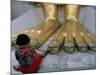 Woman Praying at the Feet of the Buddha in the Temple of the Standing Buddha-Bruno Barbier-Mounted Photographic Print