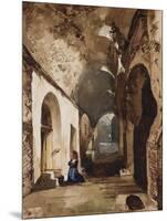 Woman Praying at Vaulted Shrine in the Amphitheatre of Pozzuoli-Giacinto Gigante-Mounted Giclee Print