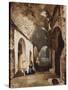 Woman Praying at Vaulted Shrine in the Amphitheatre of Pozzuoli-Giacinto Gigante-Stretched Canvas
