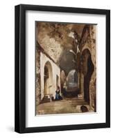 Woman Praying at Vaulted Shrine in the Amphitheatre of Pozzuoli-Giacinto Gigante-Framed Giclee Print