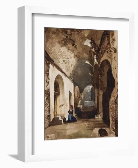 Woman Praying at Vaulted Shrine in the Amphitheatre of Pozzuoli-Giacinto Gigante-Framed Giclee Print