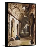 Woman Praying at Vaulted Shrine in the Amphitheatre of Pozzuoli-Giacinto Gigante-Framed Stretched Canvas