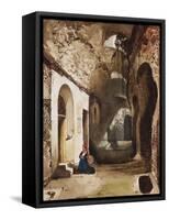 Woman Praying at Vaulted Shrine in the Amphitheatre of Pozzuoli-Giacinto Gigante-Framed Stretched Canvas