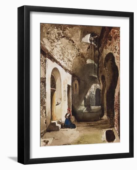 Woman Praying at Vaulted Shrine in the Amphitheatre of Pozzuoli-Giacinto Gigante-Framed Giclee Print