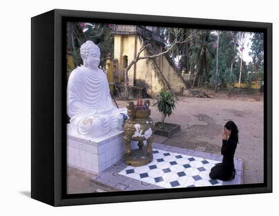Woman Praying to Buddha, Vinh Trang Pagoda, My Tho City, Vietnam-Bill Bachmann-Framed Stretched Canvas