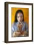 Woman praying with incense sticks in hands, Thien Hung Buddhist temple (Saigon)-Godong-Framed Photographic Print