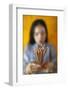 Woman praying with incense sticks in hands, Thien Hung Buddhist temple (Saigon)-Godong-Framed Photographic Print