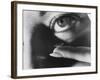 Woman Preparing to Insert Contact Lens Into Her Eye-Henry Groskinsky-Framed Photographic Print