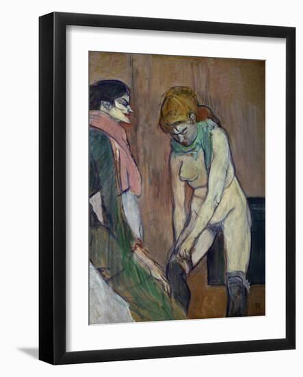 Woman Pulling on Her Stockings, 1894-Henri de Toulouse-Lautrec-Framed Giclee Print