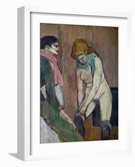 Woman Pulling on Her Stockings, 1894-Henri de Toulouse-Lautrec-Framed Giclee Print