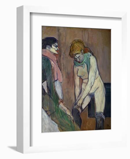 Woman Pulling on Her Stockings, 1894-Henri de Toulouse-Lautrec-Framed Giclee Print