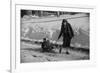 Woman Pulling Two Children on Sled in Winter, Vermont, 1940-Marion Post Wolcott-Framed Photographic Print