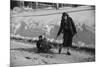 Woman Pulling Two Children on Sled in Winter, Vermont, 1940-Marion Post Wolcott-Mounted Photographic Print