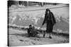 Woman Pulling Two Children on Sled in Winter, Vermont, 1940-Marion Post Wolcott-Stretched Canvas