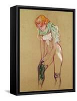 Woman Pulling up Her Stocking, 1894-Henri de Toulouse-Lautrec-Framed Stretched Canvas