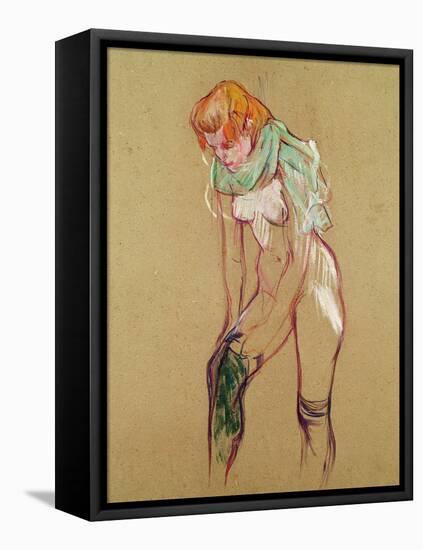 Woman Pulling up Her Stocking, 1894-Henri de Toulouse-Lautrec-Framed Stretched Canvas