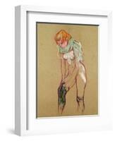 Woman Pulling up Her Stocking, 1894-Henri de Toulouse-Lautrec-Framed Premium Giclee Print