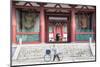 Woman Pushing Bicycle Past Shitenno-Ji Temple, Tennoji, Osaka, Kansai, Japan-Ian Trower-Mounted Photographic Print