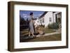 Woman Pushing Shopping Cart to House-William P. Gottlieb-Framed Photographic Print