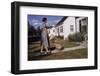 Woman Pushing Shopping Cart to House-William P. Gottlieb-Framed Photographic Print