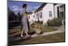 Woman Pushing Shopping Cart to House-William P. Gottlieb-Mounted Photographic Print