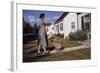 Woman Pushing Shopping Cart to House-William P. Gottlieb-Framed Photographic Print