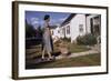 Woman Pushing Shopping Cart to House-William P. Gottlieb-Framed Photographic Print