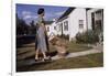 Woman Pushing Shopping Cart to House-William P. Gottlieb-Framed Photographic Print