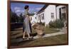 Woman Pushing Shopping Cart to House-William P. Gottlieb-Framed Photographic Print