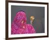 Woman Putting Flower Lamp onto the Ganges River, Varanasi, India-Keren Su-Framed Photographic Print