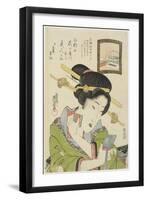 Woman Putting on Face Powder, 1820-1822-Keisai Eisen-Framed Giclee Print