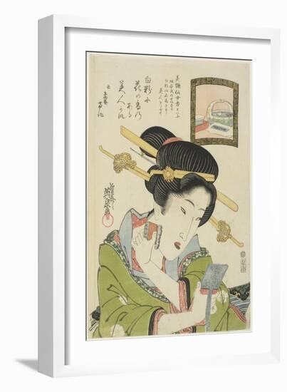 Woman Putting on Face Powder, 1820-1822-Keisai Eisen-Framed Giclee Print