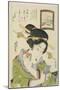 Woman Putting on Face Powder, 1820-1822-Keisai Eisen-Mounted Giclee Print