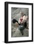 Woman Putting on Rock Climbing Shoes-Anthony West-Framed Photographic Print