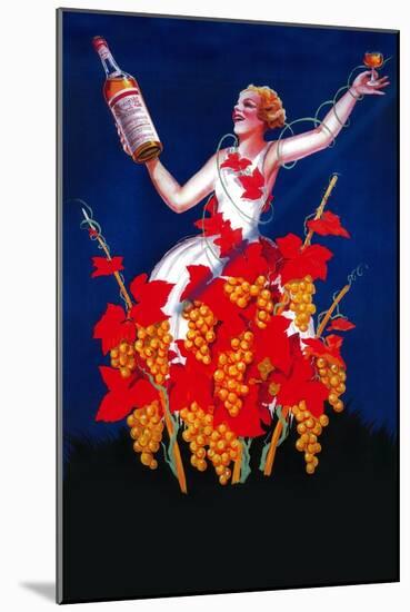Woman Raising Wine Bottle-Lantern Press-Mounted Art Print