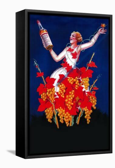 Woman Raising Wine Bottle-Lantern Press-Framed Stretched Canvas