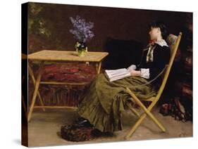 Woman Reading, 1881-Erik Theodor Werenskiold-Stretched Canvas