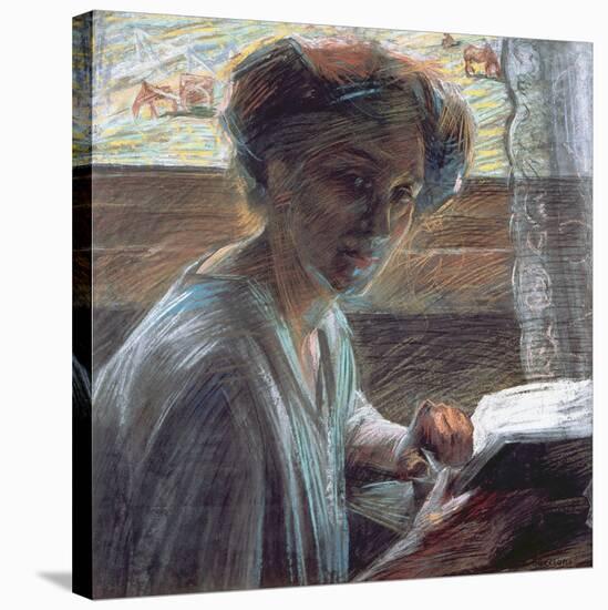 Woman Reading, 1909-Umberto Boccioni-Stretched Canvas