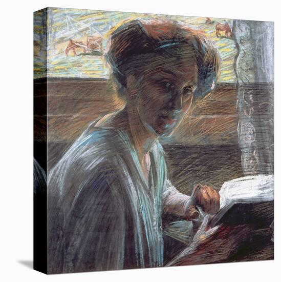 Woman Reading, 1909-Umberto Boccioni-Stretched Canvas
