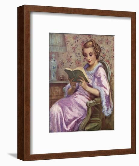 Woman Reading a Book-null-Framed Art Print