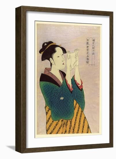 Woman Reading a Letter-Kitagawa Utamaro-Framed Art Print