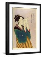 Woman Reading a Letter-Kitagawa Utamaro-Framed Art Print